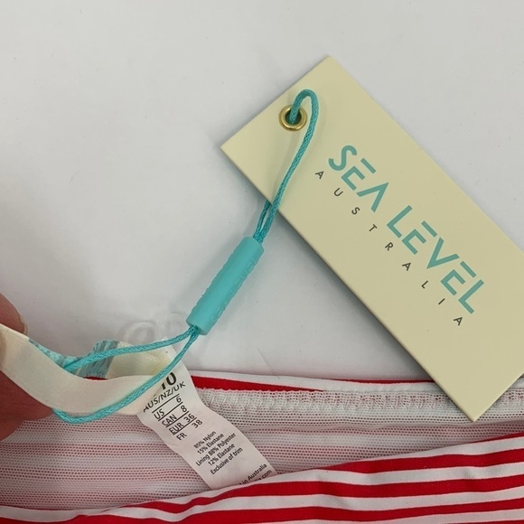 Sea Level Australia Sorrento Stripe red white mid rise bikini swim bottom new 6 - Picture 4 of 5